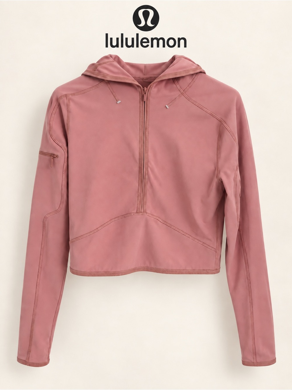 Lululemon Break A Trail 1/2 Zip Crop Hoodie Pink Pastel 6